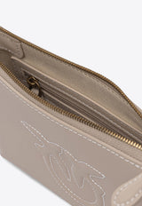 PINKO Embossed Logo Leather Crossbody Bag Beige 104277A2ANC50Q_80422