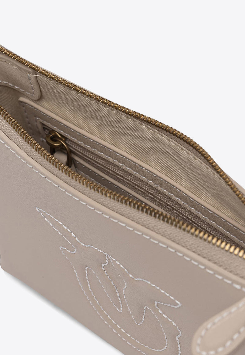 PINKO Embossed Logo Leather Crossbody Bag Beige 104277A2ANC50Q_80422