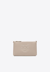 PINKO Embossed Logo Leather Crossbody Bag Beige 104277A2ANC50Q_80422