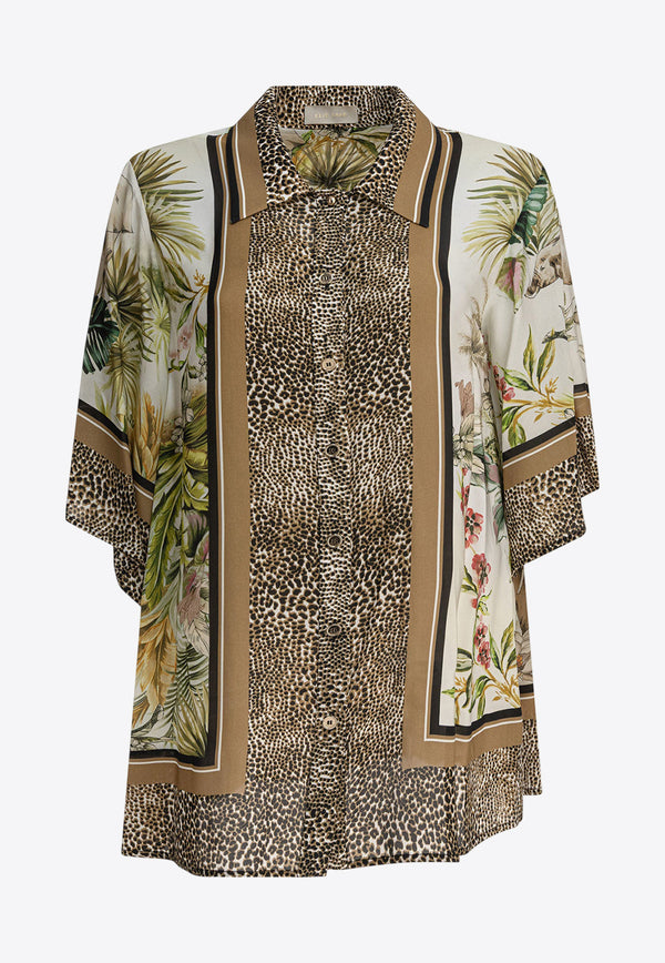Elie Saab Savannah Print Shirt Brown SH108PS25SI001FOULARD_80445