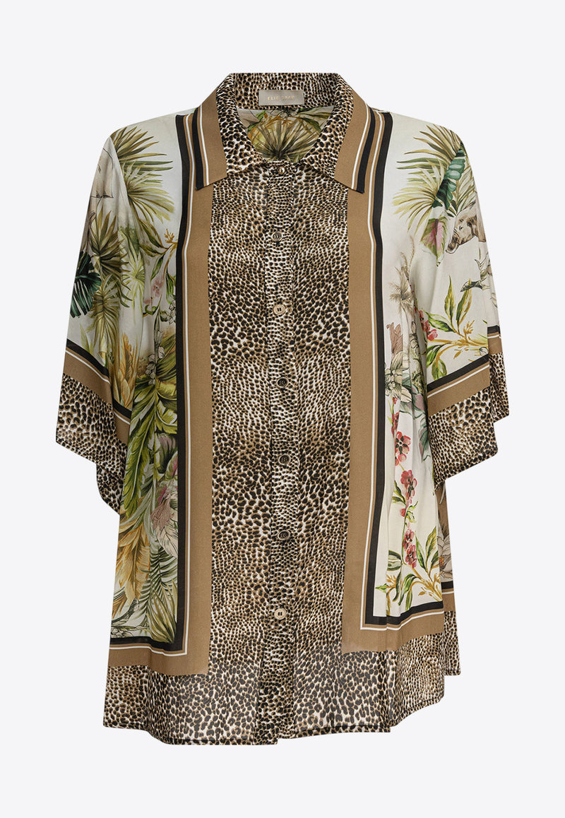 Elie Saab Savannah Print Shirt Brown SH108PS25SI001FOULARD_80445
