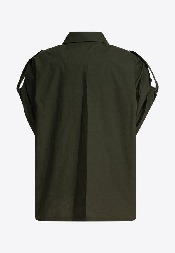 Elie Saab Short-Sleeved Poplin Shirt Green SH089NS25PO009PALM SHADE_80467