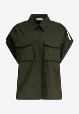 Elie Saab Short-Sleeved Poplin Shirt Green SH089NS25PO009PALM SHADE_80467