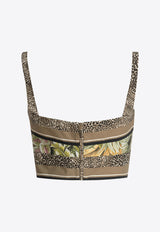 Elie Saab Savannah Print Cropped Top Brown TO181PS25PO013FOULARD_80469