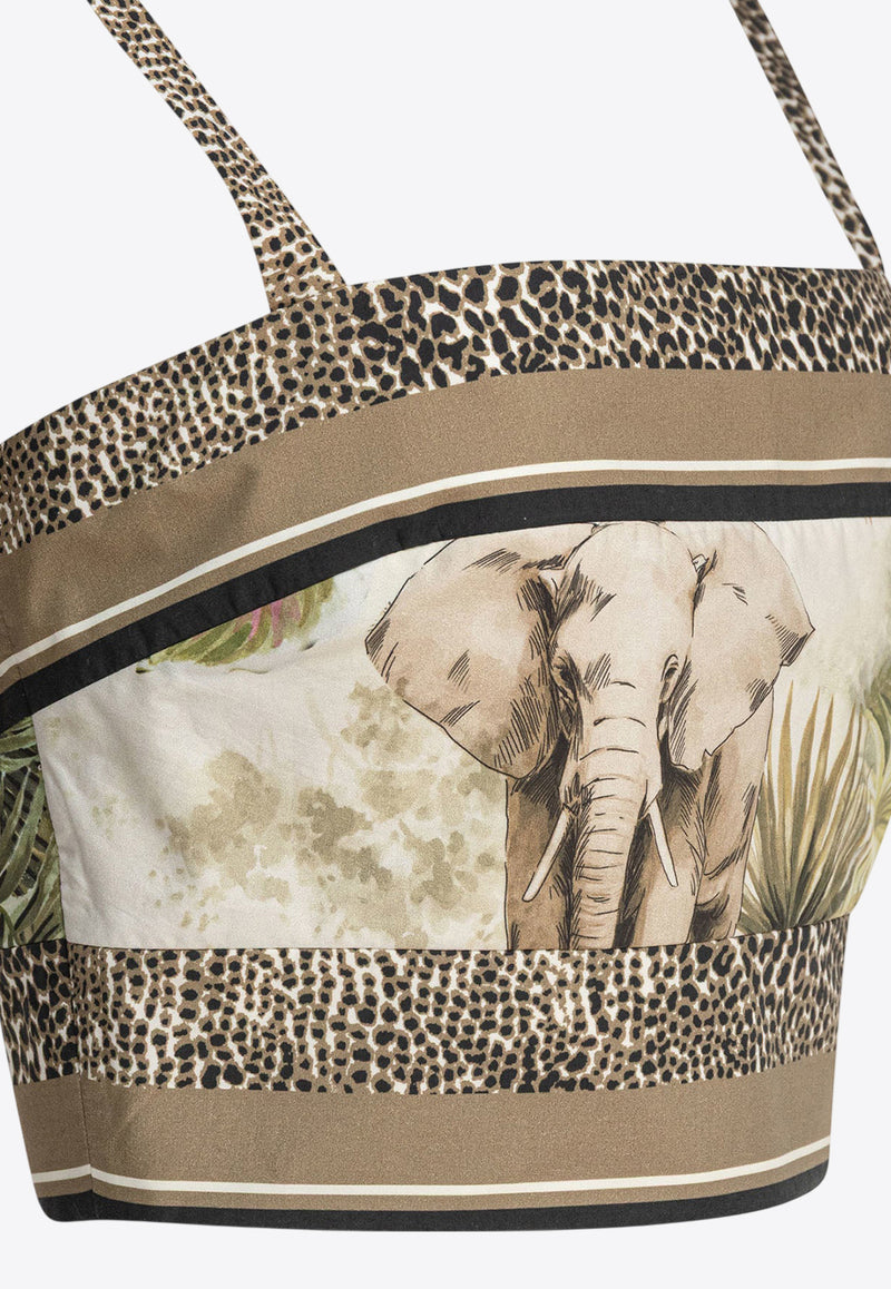 Elie Saab Savannah Print Cropped Top Brown TO181PS25PO013FOULARD_80469