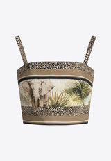 Elie Saab Savannah Print Cropped Top Brown TO181PS25PO013FOULARD_80469