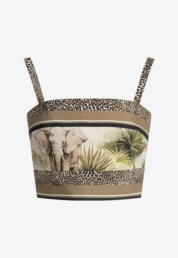 Elie Saab Savannah Print Cropped Top Brown TO181PS25PO013FOULARD_80469