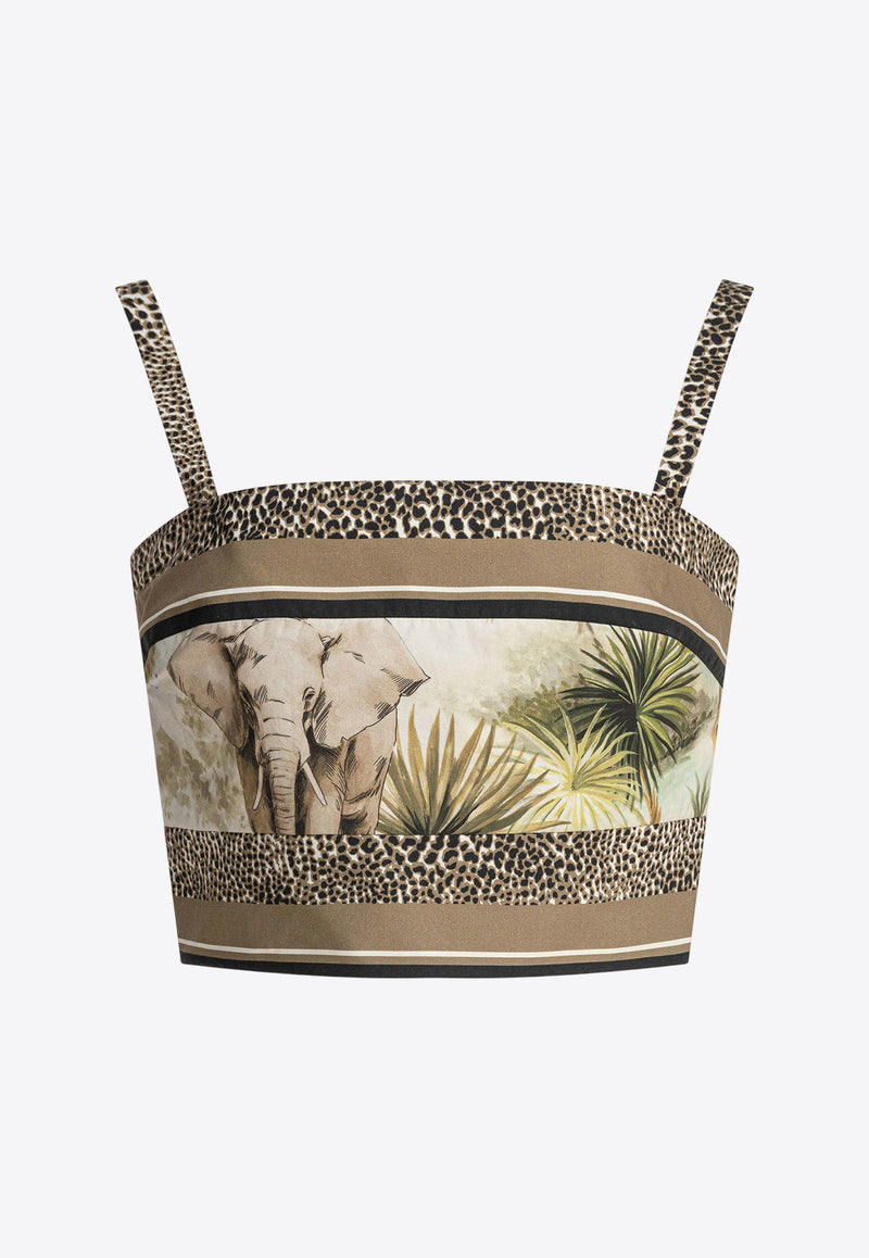 Elie Saab Savannah Print Cropped Top Brown TO181PS25PO013FOULARD_80469