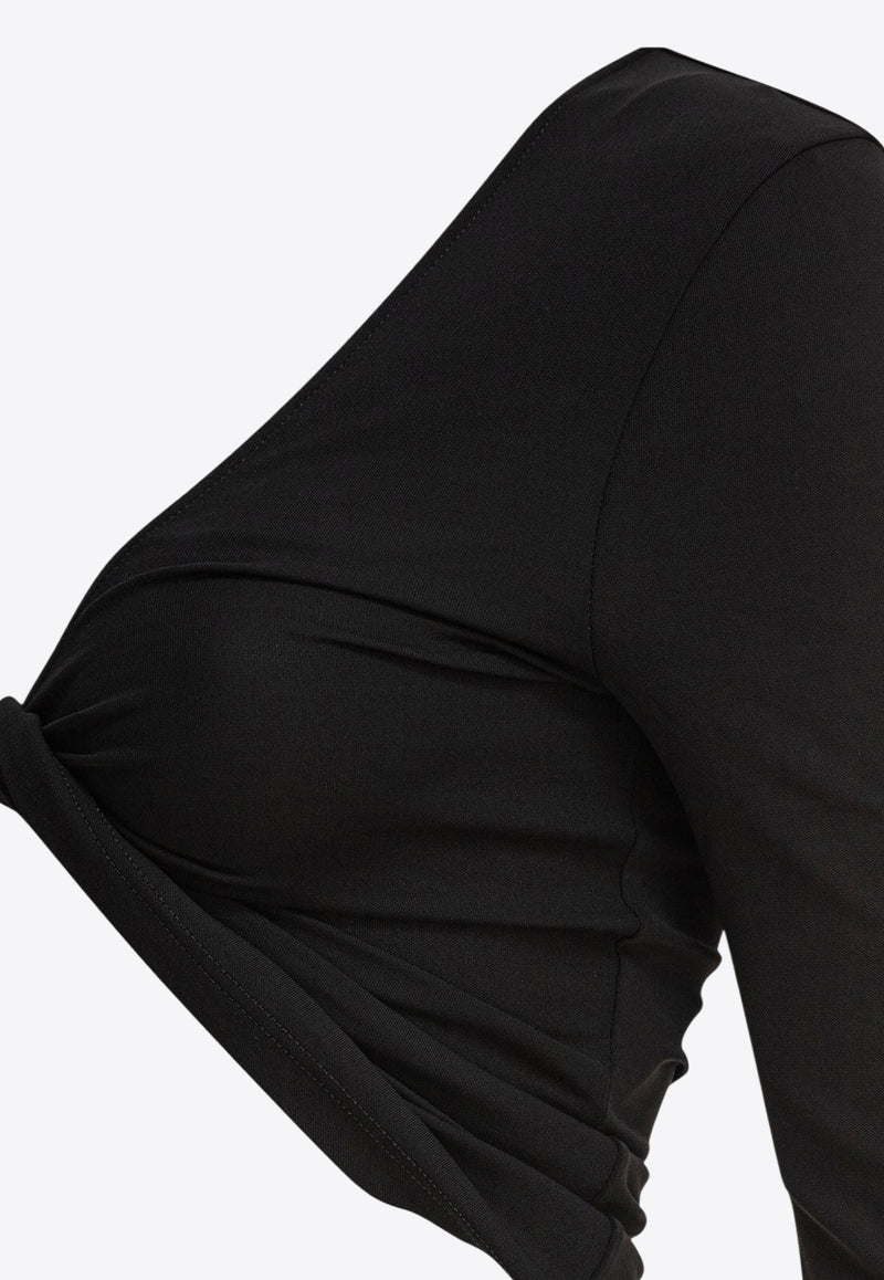 Courrèges One-Shoulder Twisted Cropped Top Black 225JT0412JS02209999_80518