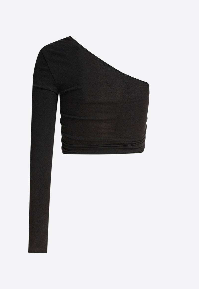 Courrèges One-Shoulder Twisted Cropped Top Black 225JT0412JS02209999_80518