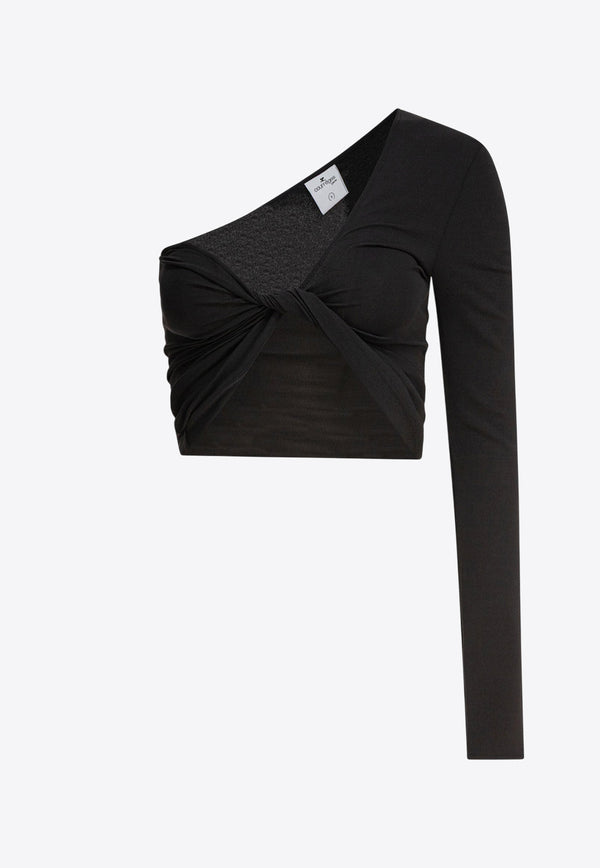 Courrèges One-Shoulder Twisted Cropped Top Black 225JT0412JS02209999_80518