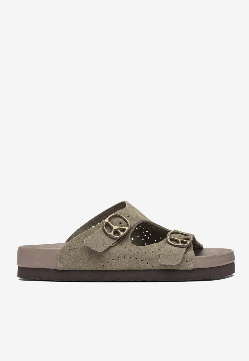 Needles Peace Suede Leather Sandals Beige QV077A-TAUPE_80521