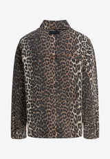 GANNI Leopard Print Denim Jacket Brown J1581943_80531