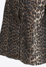 GANNI Leopard Print Denim Jacket Brown J1581943_80531