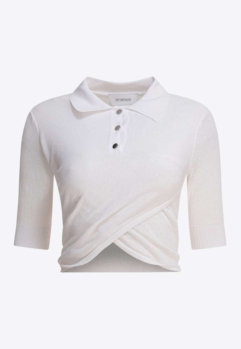 Sportmax Shaker Crossover Cropped Polo T-shirt White 2512361052600SHAKER001_80535