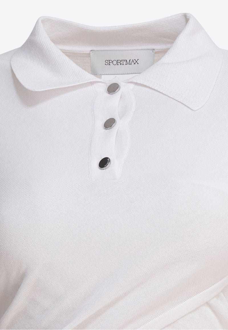 Sportmax Shaker Crossover Cropped Polo T-shirt White 2512361052600SHAKER001_80535