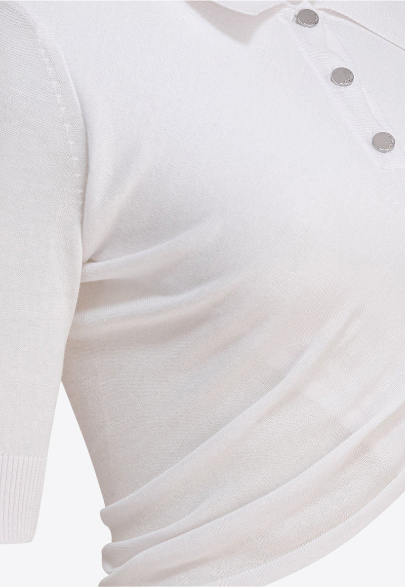 Sportmax Shaker Crossover Cropped Polo T-shirt White 2512361052600SHAKER001_80535