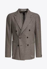 Tagliatore Silk Double-Breasted Blazer Brown 1SMC20K440038T3167_80573