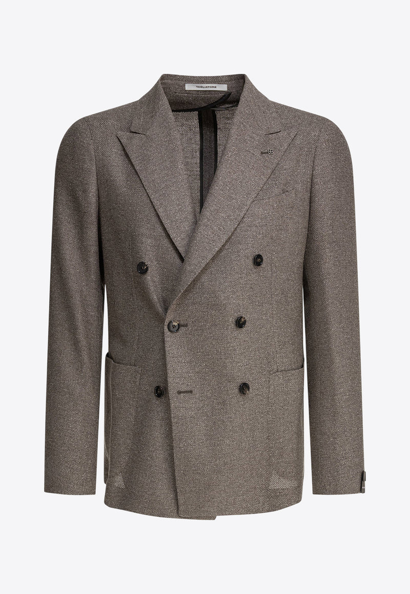 Tagliatore Silk Double-Breasted Blazer Brown 1SMC20K440038T3167_80573