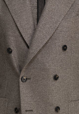 Tagliatore Silk Double-Breasted Blazer Brown 1SMC20K440038T3167_80573