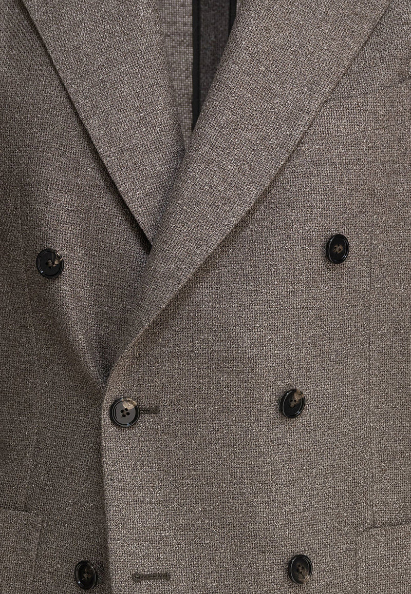 Tagliatore Silk Double-Breasted Blazer Brown 1SMC20K440038T3167_80573