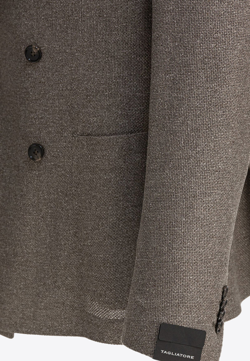 Tagliatore Silk Double-Breasted Blazer Brown 1SMC20K440038T3167_80573