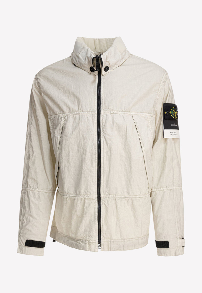 Stone Island Zip-Up Linen Jacket Beige 4100040S0030V0095_80679
