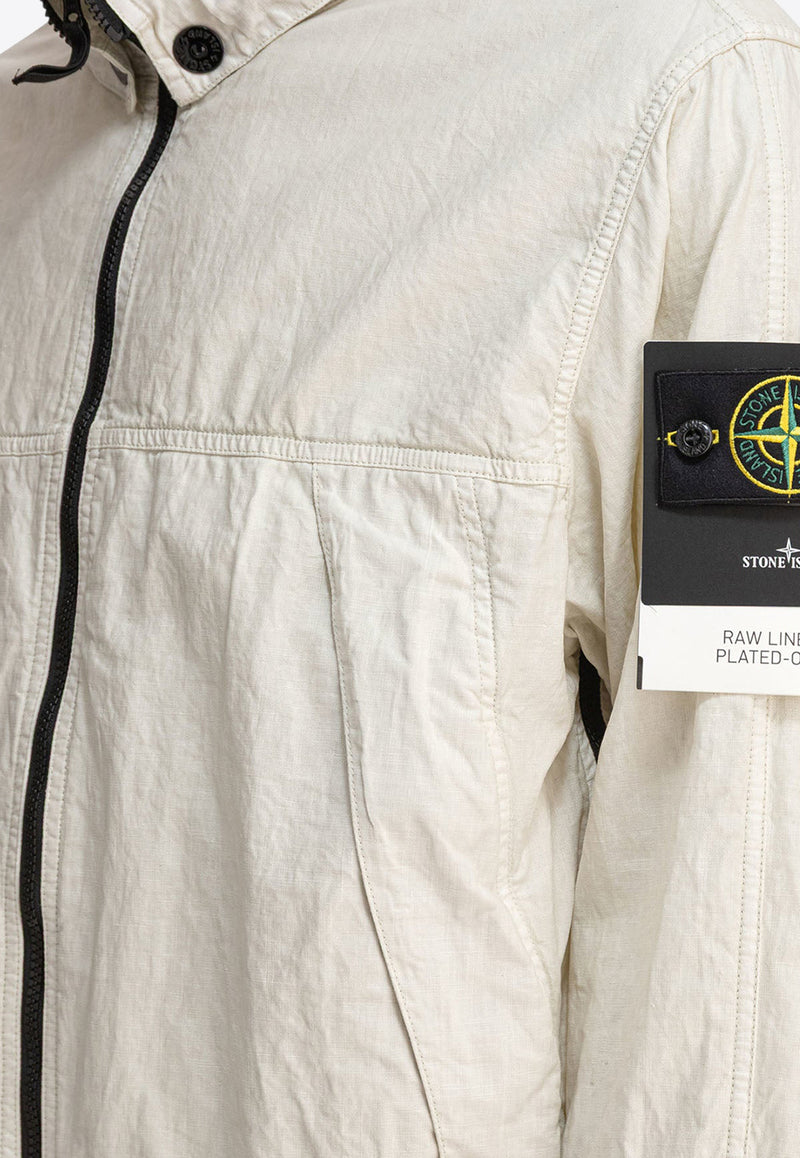 Stone Island Zip-Up Linen Jacket Beige 4100040S0030V0095_80679