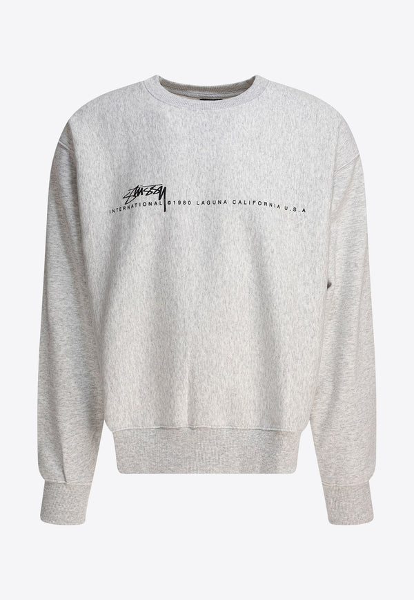 Stüssy Logo Print Crewneck Sweatshirt Gray 191508000620062 ASH HEATHER_80681