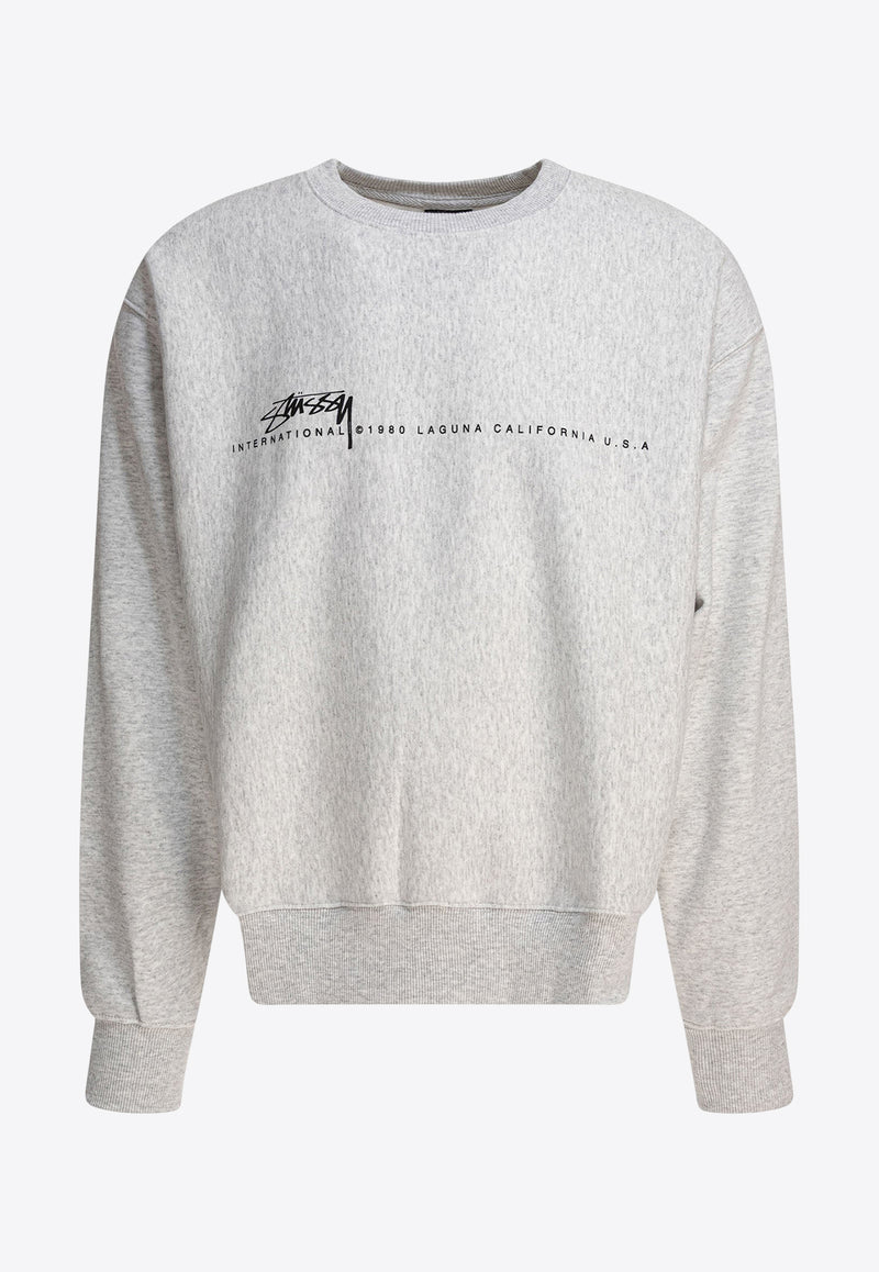Stüssy Logo Print Crewneck Sweatshirt Gray 191508000620062 ASH HEATHER_80681