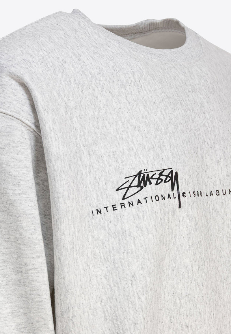 Stüssy Logo Print Crewneck Sweatshirt Gray 191508000620062 ASH HEATHER_80681