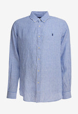 Polo Ralph Lauren Striped Long-Sleeved Linen Shirt  Light Blue 7108734460015137A BLUE/WHITE_80759