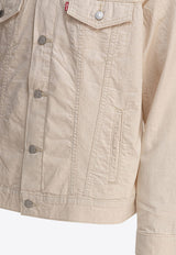 Linen-Blend Trucker Jacket