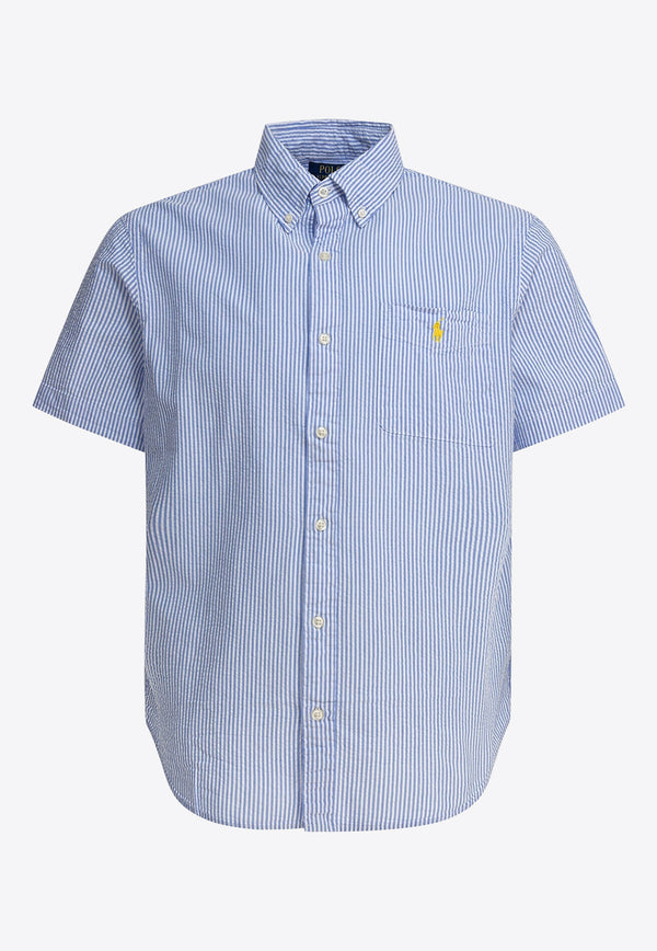 Polo Ralph Lauren Striped Short-Sleeved Seersucker Shirt  Light Blue 7109065740022604A BLUE/WHITE_80848