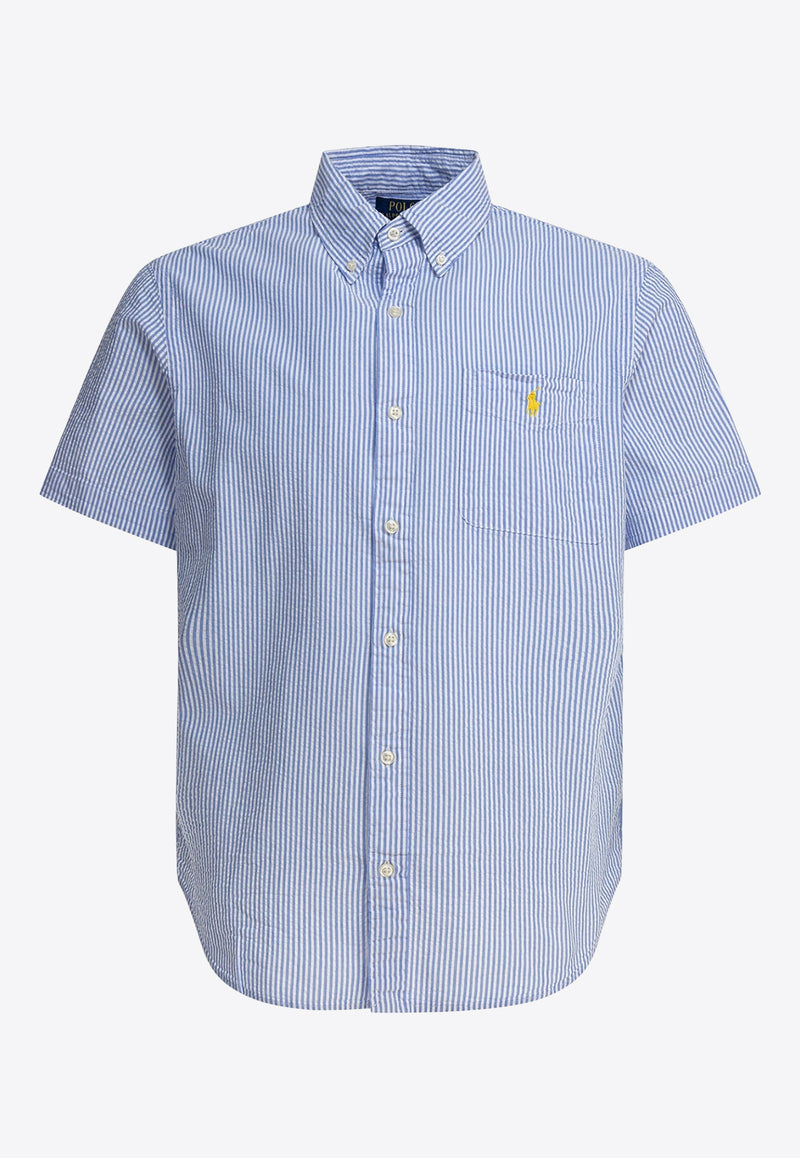 Polo Ralph Lauren Striped Short-Sleeved Seersucker Shirt  Light Blue 7109065740022604A BLUE/WHITE_80848