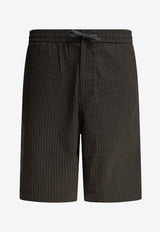 Maison Kitsuné Striped Logo Shorts Brown OM01406WC5032P391_80936