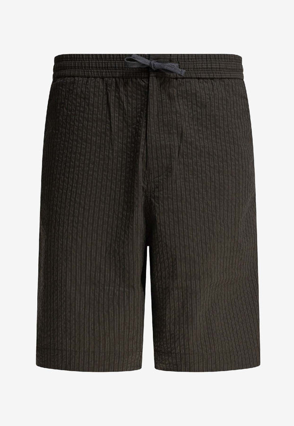 Maison Kitsuné Striped Logo Shorts Brown OM01406WC5032P391_80936