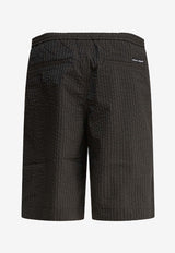 Maison Kitsuné Striped Logo Shorts Brown OM01406WC5032P391_80936