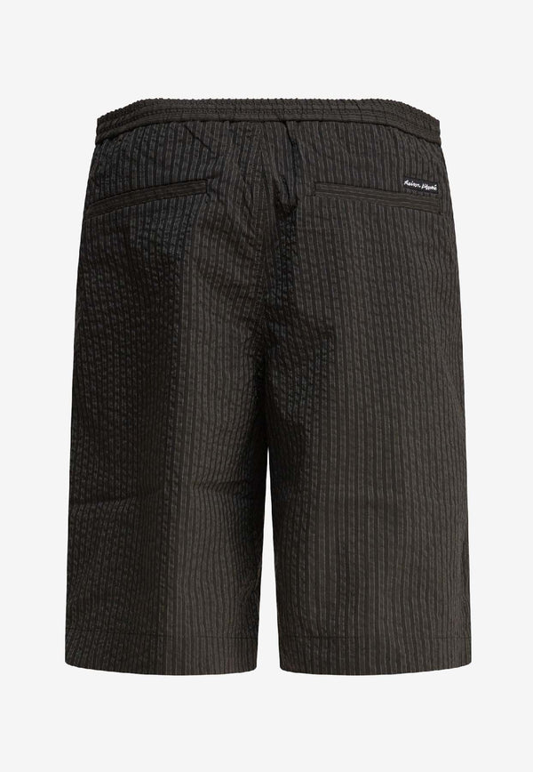 Maison Kitsuné Striped Logo Shorts Brown OM01406WC5032P391_80936