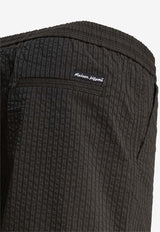 Maison Kitsuné Striped Logo Shorts Brown OM01406WC5032P391_80936