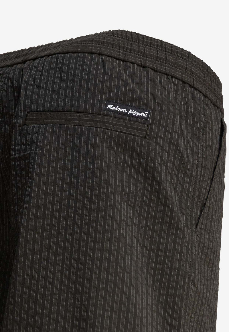 Maison Kitsuné Striped Logo Shorts Brown OM01406WC5032P391_80936