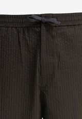 Maison Kitsuné Striped Logo Shorts Brown OM01406WC5032P391_80936