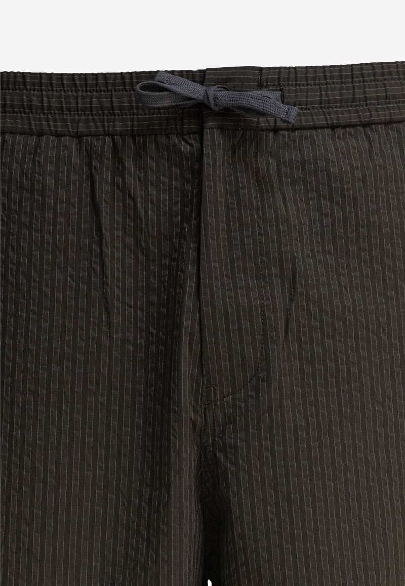 Maison Kitsuné Striped Logo Shorts Brown OM01406WC5032P391_80936