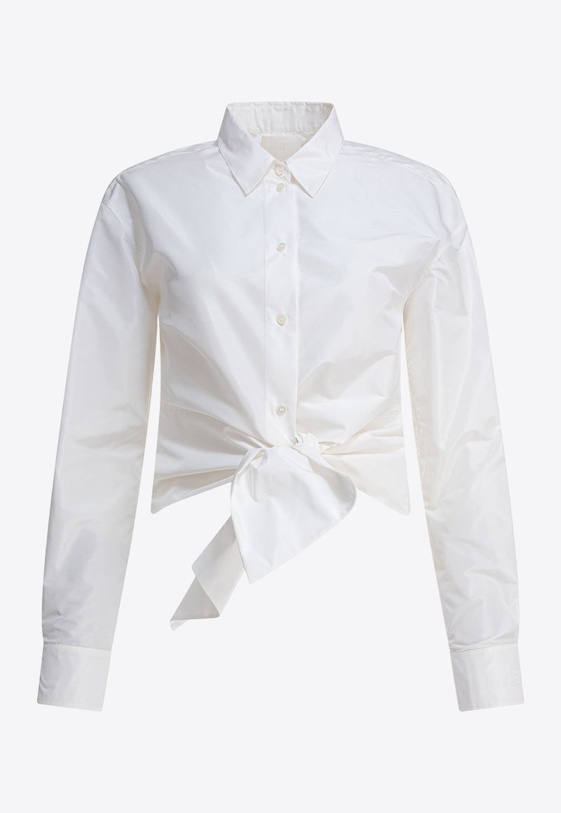 Givenchy Long-Sleeved Silk Shirt with Tied-Bow White BW61DP15YX130_80982