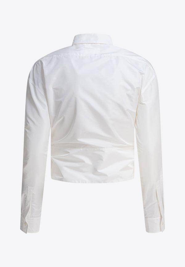 Givenchy Long-Sleeved Silk Shirt with Tied-Bow White BW61DP15YX130_80982