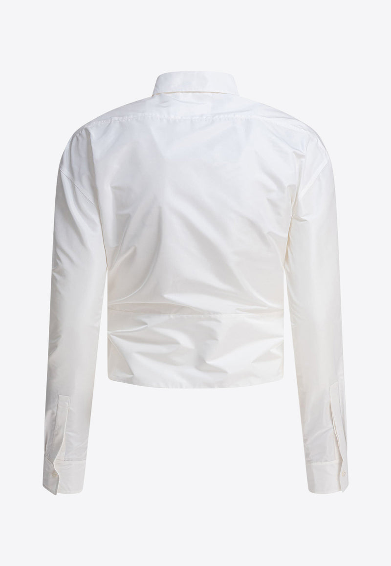 Givenchy Long-Sleeved Silk Shirt with Tied-Bow White BW61DP15YX130_80982
