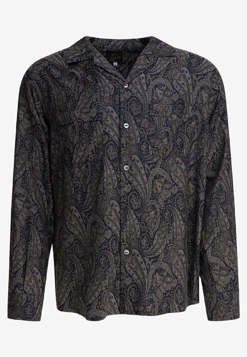 Needles One-Up Buttoned Shirt Blue QV245A-PAISLEY_81008