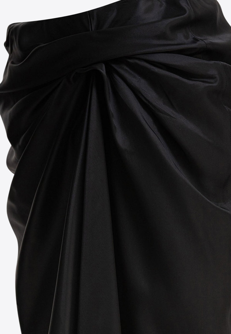 Balenciaga Draped Silk Midi Skirt Black 831248TSO911000_81055