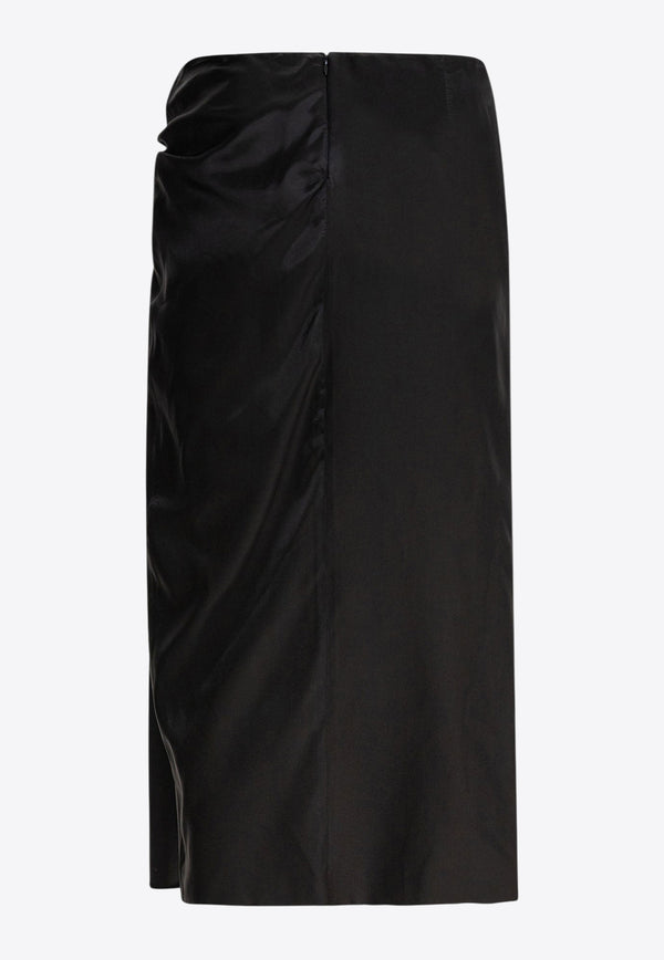 Balenciaga Draped Silk Midi Skirt Black 831248TSO911000_81055