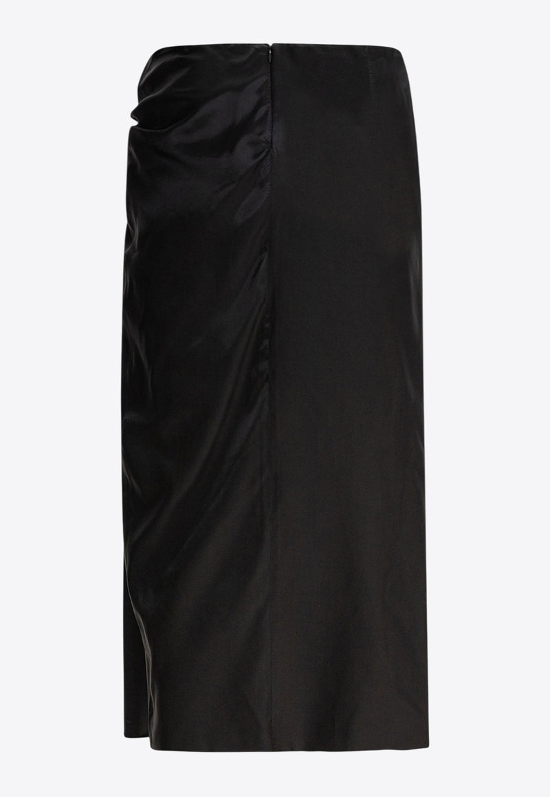 Balenciaga Draped Silk Midi Skirt Black 831248TSO911000_81055
